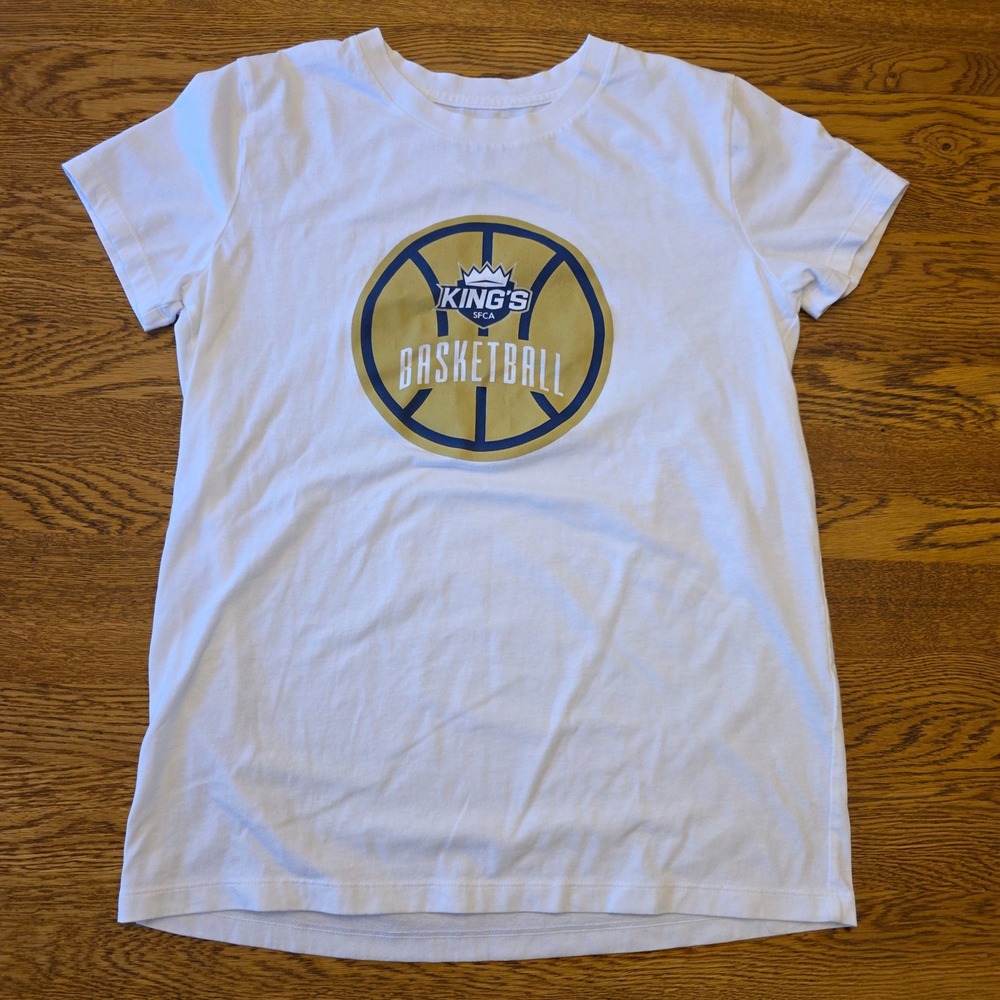 Kings SFCA Small Basketball Graphic T-Shirt White Short‎ Sleeve Crew Neck
